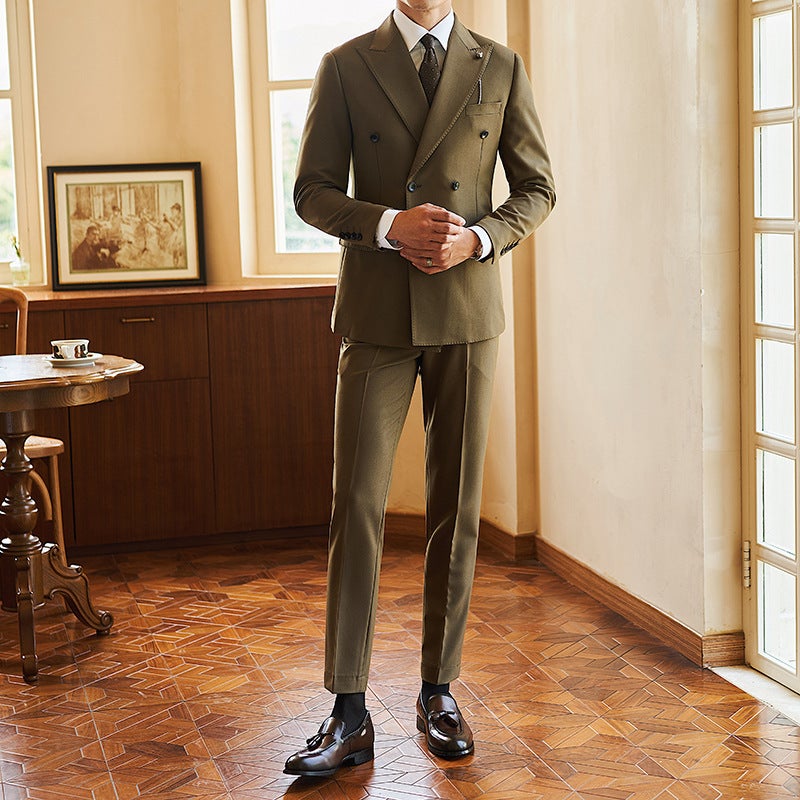 Hangzhou Men'S High-End British-Style Business Dress Suit Double-Breasted Gentleman Naples Buckle Suit - Image 5